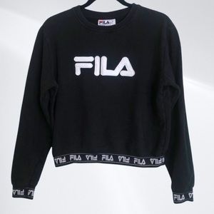 FILA White Puff Logo Sweatshirt in Black, Small